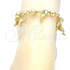 Oro Laminado Charm Anklet , Gold Filled Style Dolphin Design, with White Crystal, Matte Finish, Golden Finish, 03.179.0053.10 (10 MM Thickness, 10 Inches Length)
