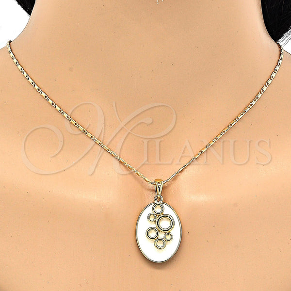 Gold Filled Ring — Earring and Pendant Adult Set White Enamel 10. — alternate product view — SKU 120349 | Oro Laminado anillo — Earring and Pendant Adult Set blanco Enamel 10. — SKU 120349