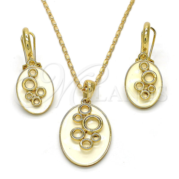 Gold Filled Ring — Earring and Pendant Adult Set White Enamel 10. — main product view — SKU 120349 | Oro Laminado anillo — Earring and Pendant Adult Set blanco Enamel 10. — SKU 120349