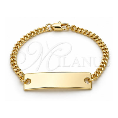 Oro Laminado ID Bracelet, Gold Filled Style Polished, Golden Finish, 03.63.1848.06 (100 Gauge, 04 MM Thickness, 6 Inches Length)