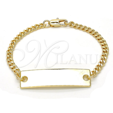 Oro Laminado ID Bracelet, Gold Filled Style Polished, Golden Finish, 03.63.1848.06 (100 Gauge, 04 MM Thickness, 6 Inches Length)
