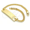 Oro Laminado ID Bracelet, Gold Filled Style Polished, Golden Finish, 03.63.1848.07 (100 Gauge, 04 MM Thickness, 7 Inches Length)