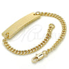 Oro Laminado ID Bracelet, Gold Filled Style Polished, Golden Finish, 03.63.1848.07 (100 Gauge, 04 MM Thickness, 7 Inches Length)