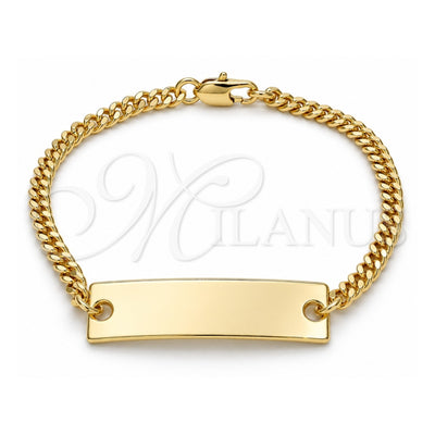 Oro Laminado ID Bracelet, Gold Filled Style Polished, Golden Finish, 03.63.1848.07 (100 Gauge, 04 MM Thickness, 7 Inches Length)