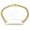 Oro Laminado ID Bracelet, Gold Filled Style Polished, Golden Finish, 03.63.1848.07 (100 Gauge, 04 MM Thickness, 7 Inches Length)