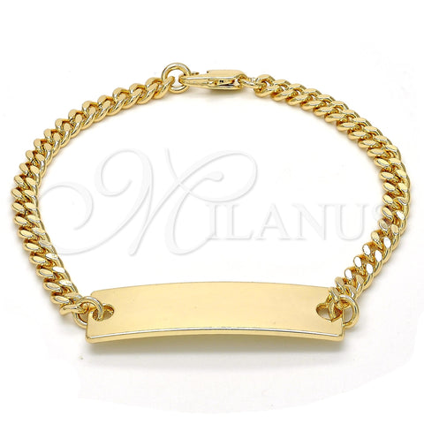 Oro Laminado ID Bracelet, Gold Filled Style Polished, Golden Finish, 03.63.1849.07 (120 Gauge, 05 MM Thickness, 7 Inches Length)