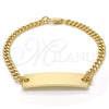 Oro Laminado ID Bracelet, Gold Filled Style Polished, Golden Finish, 03.63.1849.07 (120 Gauge, 05 MM Thickness, 7 Inches Length)