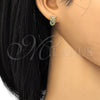 Oro Laminado Stud Earring, Gold Filled Style Owl Design, with White Cubic Zirconia, Polished, Golden Finish, 02.310.0004