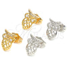 Oro Laminado Stud Earring, Gold Filled Style Owl Design, with White Cubic Zirconia, Polished, Golden Finish, 02.310.0004