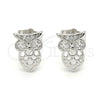 Rhodium Plated Stud Earring, Owl Design, with White Cubic Zirconia, Polished, Rhodium Finish, 02.310.0004.1