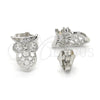 Rhodium Plated Stud Earring, Owl Design, with White Cubic Zirconia, Polished, Rhodium Finish, 02.310.0004.1