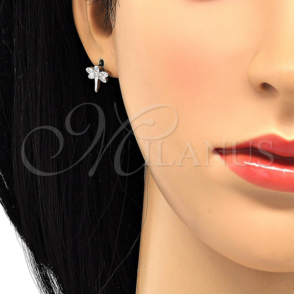 White Gold Filled Ring — Stud Earring Dragon-Fly Design with White Cubic Zirconia — alternate product view — SKU 120363 | Oro Laminado Blanco anillo — Stud Earring Dragon-Fly diseño with blanco Cubic Zirconia — SKU 120363