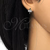 Rhodium Gold Filled Stud Earring, Dragon-Fly Design, with White Cubic Zirconia, Polished, Rhodium Finish, 02.310.0006.1