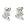 Rhodium Gold Filled Stud Earring, Dragon-Fly Design, with White Cubic Zirconia, Polished, Rhodium Finish, 02.310.0006.1