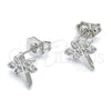 Rhodium Gold Filled Stud Earring, Dragon-Fly Design, with White Cubic Zirconia, Polished, Rhodium Finish, 02.310.0006.1