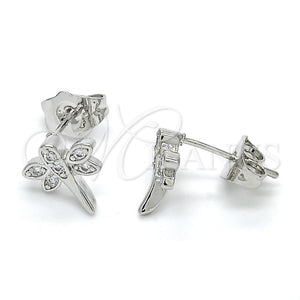 White Gold Filled Ring — Stud Earring Dragon-Fly Design with White Cubic Zirconia — main product view — SKU 120363 | Oro Laminado Blanco anillo — Stud Earring Dragon-Fly diseño with blanco Cubic Zirconia — SKU 120363