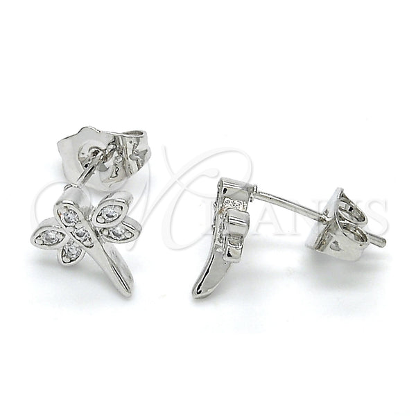 White Gold Filled Ring — Stud Earring Dragon-Fly Design with White Cubic Zirconia — main product view — SKU 120363 | Oro Laminado Blanco anillo — Stud Earring Dragon-Fly diseño with blanco Cubic Zirconia — SKU 120363