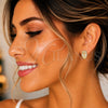 Oro Laminado Stud Earring, Gold Filled Style Owl Design, with White Micro Pave, Polished, Golden Finish, 02.310.0007