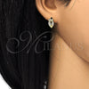 Oro Laminado Stud Earring, Gold Filled Style Owl Design, with White Micro Pave, Polished, Golden Finish, 02.310.0007