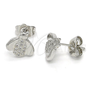 White Gold Filled Ring — Stud Earring with White Micro Pave Polished 02. — main product view — SKU 120368 | Oro Laminado Blanco anillo — Stud Earring with blanco Micro Pave pulido 02. — SKU 120368