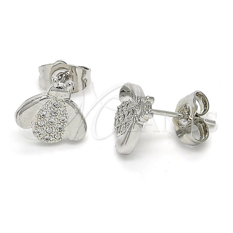 Rhodium Gold Filled Stud Earring, with White Micro Pave, Polished, Rhodium Finish, 02.310.0009.1