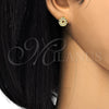 Oro Laminado Stud Earring, Gold Filled Style with White Cubic Zirconia, Polished, Golden Finish, 02.310.0011