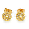 Oro Laminado Stud Earring, Gold Filled Style with White Cubic Zirconia, Polished, Golden Finish, 02.310.0011