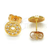 Oro Laminado Stud Earring, Gold Filled Style with White Cubic Zirconia, Polished, Golden Finish, 02.310.0011