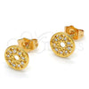 Oro Laminado Stud Earring, Gold Filled Style with White Cubic Zirconia, Polished, Golden Finish, 02.310.0011