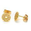 Oro Laminado Stud Earring, Gold Filled Style with White Cubic Zirconia, Polished, Golden Finish, 02.310.0011