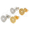 Oro Laminado Stud Earring, Gold Filled Style with White Cubic Zirconia, Polished, Golden Finish, 02.310.0011