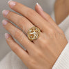 Oro Laminado Elegant Ring, Gold Filled Style Polished, Tricolor, 01.100.0009.07 (Size 7)