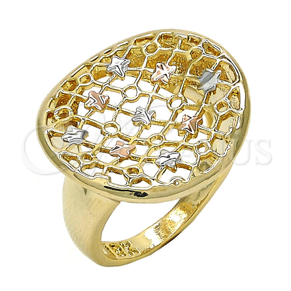Gold Filled Ring — Elegant Ring Polished Tricolor 01. Size 7 — main product view — SKU 120385 | Oro Laminado anillo — Elegant Ring pulido Tricolor 01. Size 7 — SKU 120385