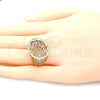 Oro Laminado Elegant Ring, Gold Filled Style Flower Design, Diamond Cutting Finish, Tricolor, 01.100.0011.08 (Size 8)