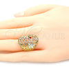 Oro Laminado Elegant Ring, Gold Filled Style Flower Design, Polished, Tricolor, 01.100.0012.07 (Size 7)
