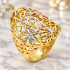 Oro Laminado Elegant Ring, Gold Filled Style Flower Design, Polished, Tricolor, 01.100.0012.08 (Size 8)