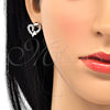 Rhodium Gold Filled Stud Earring, Heart Design, with White Cubic Zirconia, Polished, Rhodium Finish, 02.210.0103.4