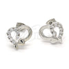 Rhodium Gold Filled Stud Earring, Heart Design, with White Cubic Zirconia, Polished, Rhodium Finish, 02.210.0103.4