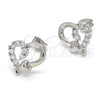 Rhodium Gold Filled Stud Earring, Heart Design, with White Cubic Zirconia, Polished, Rhodium Finish, 02.210.0103.4