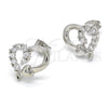 Rhodium Gold Filled Stud Earring, Heart Design, with White Cubic Zirconia, Polished, Rhodium Finish, 02.210.0103.4