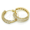 Oro Laminado Huggie Hoop, Gold Filled Style with White Cubic Zirconia, Polished, Golden Finish, 02.210.0105.25