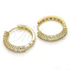 Oro Laminado Huggie Hoop, Gold Filled Style with White Cubic Zirconia, Polished, Golden Finish, 02.210.0105.25