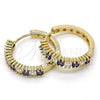 Oro Laminado Huggie Hoop, Gold Filled Style with Amethyst and White Cubic Zirconia, Polished, Golden Finish, 02.210.0105.2.25