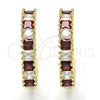 Oro Laminado Huggie Hoop, Gold Filled Style with Garnet and White Cubic Zirconia, Polished, Golden Finish, 02.210.0105.3.25