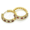 Oro Laminado Huggie Hoop, Gold Filled Style with Garnet and White Cubic Zirconia, Polished, Golden Finish, 02.210.0105.3.25