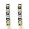 Oro Laminado Huggie Hoop, Gold Filled Style with Sapphire Blue and White Cubic Zirconia, Polished, Golden Finish, 02.210.0105.4.25