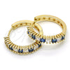 Oro Laminado Huggie Hoop, Gold Filled Style with Sapphire Blue and White Cubic Zirconia, Polished, Golden Finish, 02.210.0105.4.25