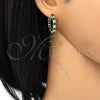 Oro Laminado Huggie Hoop, Gold Filled Style with Green and White Cubic Zirconia, Polished, Golden Finish, 02.210.0105.5.25