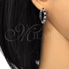 Rhodium Gold Filled Huggie Hoop, with Garnet and White Cubic Zirconia, Polished, Rhodium Finish, 02.210.0105.7.25