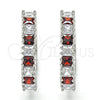 Rhodium Gold Filled Huggie Hoop, with Garnet and White Cubic Zirconia, Polished, Rhodium Finish, 02.210.0105.7.25
